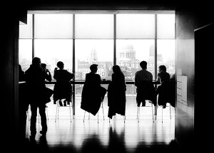 Customers at a table.