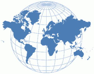 Stylized globe.
